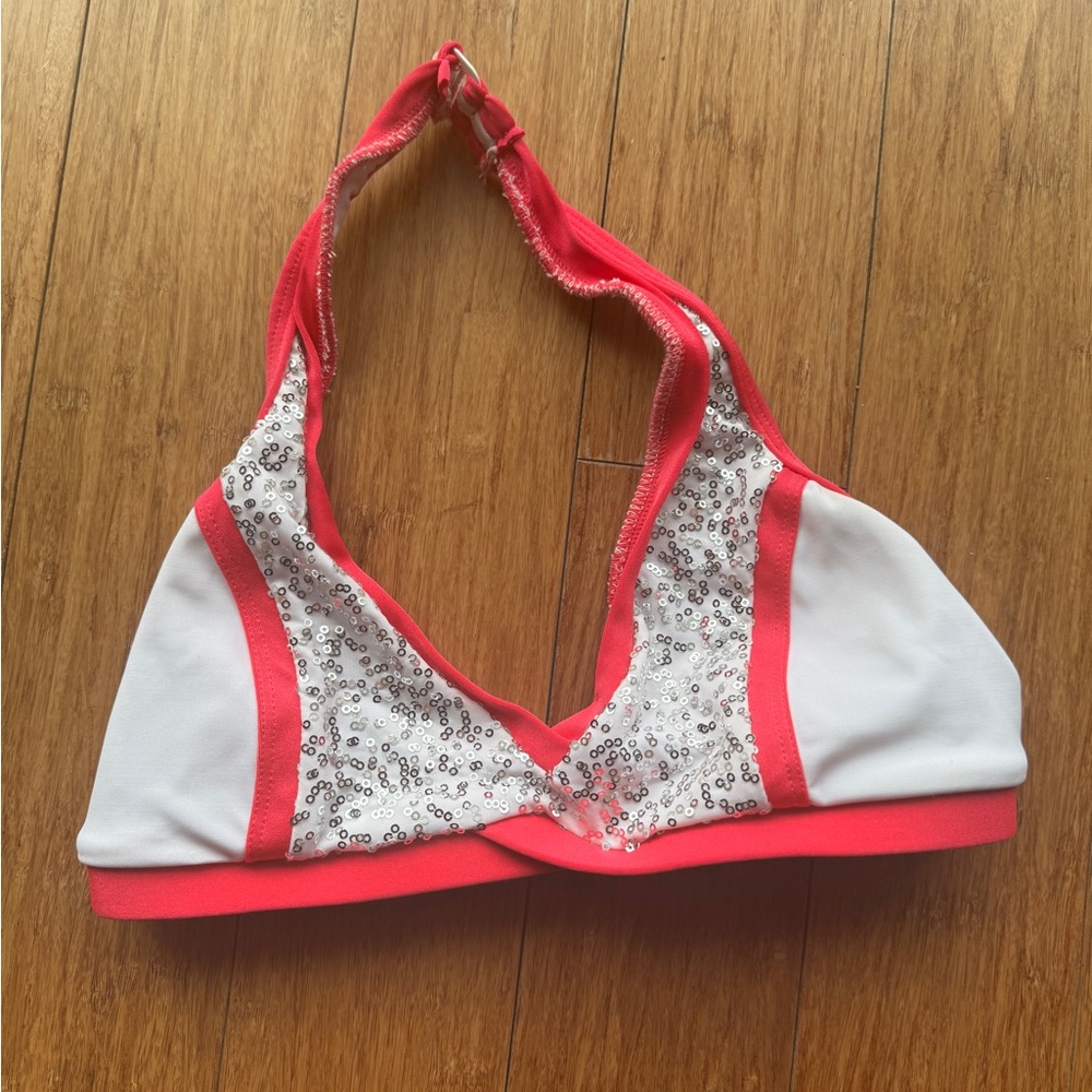 Pink and White Sequin Pro Cheer Audition Top